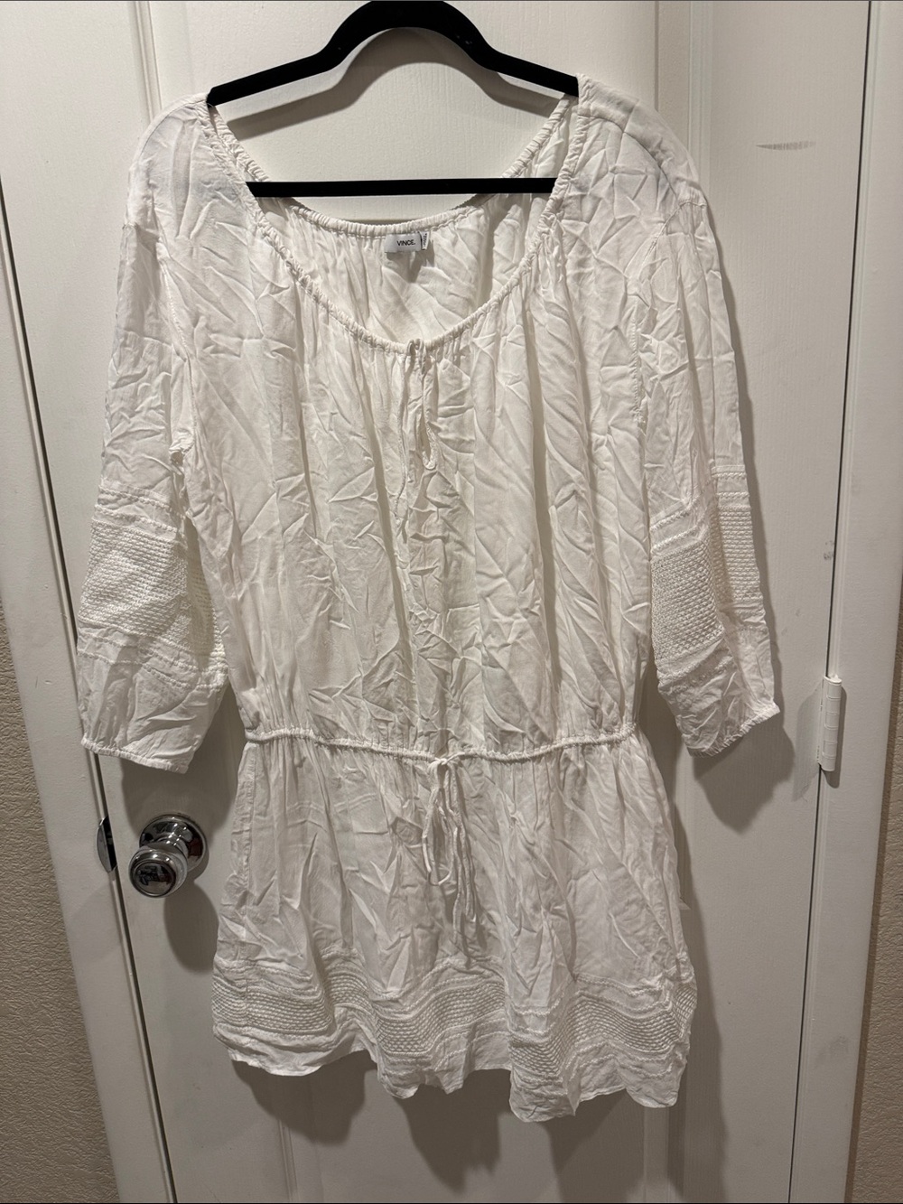 Vince White Peasant Tunic with Drawstring